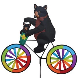 Bike Spinner Black Bear 30" – Majestic Wildlife Design, Weather-Resistant Outdoor Decor, Durable & Lightweight for Patios, Yards, and Gardens - Eye-Catching Wind Spinner with Rotating Wheels