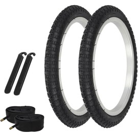 PRO+ Bike Tire 16" x 1.75" P-104A PAIR OF TIRES W/TUBES & TIRE LEVERS All Black