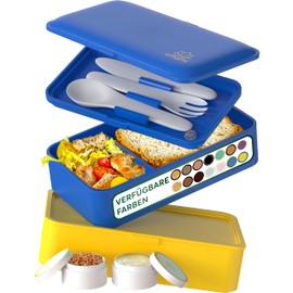 Umami All-in-1 1,2L Bento Lunchbox Erwachsene mit Besteck, 2 Saucenbehältern als Brotdosen Salat, Snack Bento Box, Auslaufsicher Brotdose Erwachsene, Inkl. Zubehör Brotdose mit Fächern für Meal Prep