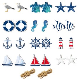 26 Stück Deko Maritim Set, Fischernetz Deko, Fischernetzen Schiffen Segeln Passend für Wohnzimmer Badezimmer Küche Schlafzimmer Passend für Meeresliebhaber und Maritim Design Fans