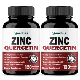 Sandhu's Zinc Quercetin Vegetarian Capsules 120 Ct- (2 Pack)