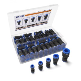 CNZG PNEU 60pcs PU+PG Air Line Quick Connect Fittings,Straight Air Hose Fittings,Pneumatic 1/4 to 3/8 Adapter 1/2 Reducer Union Push to Tubing Connector Kit