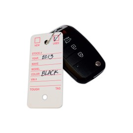 Poly Key Tag, Car Key Tag, 500 per Box, with Rings and Pens Tough (Survivor) (White)