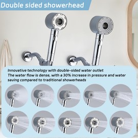 10-Function High Pressure Handheld Shower Head with Filter Built-in Pause Mode, 3 Power Wash Settings, Non-Clogging Nozzles, Showerhead Leakproof 59-Inch Stainless Steel Hose, and ON/OFF Switch