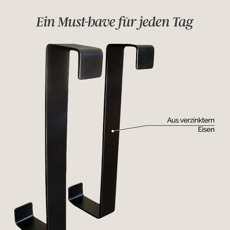 Vivezen - Kleiderhaken Garderobenhaken für Tür aus verzinktem Eisen, schwarz,