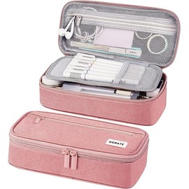 Horizontal Writing Pencil Bag - Large Pencil Case, Pencil Pouch with Zipper Compartment, Aesthetic Pencil Case for Adult, Office Stationery Pouch Pen Case, Pink, Modern