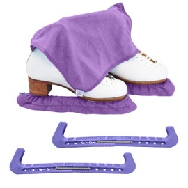 CRS Cross Skate Guards, Soakers and Towel Gift Set - Ice Skating Guards and Soft Skate Blade Covers for Figure Skating or Hockey (Lunge Lavender, Small)