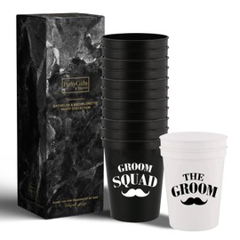 PartyGifts&beyond Bachelor Party Cups 13PCS Team Groomsman Plastic Cups Best Man Cup for Wedding(Beard)