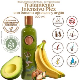 RITUAL BOTANICO Tratamiento Reparador Intensivo PLEX de Origen Botánico con Banano y Aguacate | Crecimiento Acelerado del Cabello, mayor brillo y suavidad - Hair Mask for Damaged Hair 400 Ml