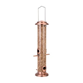 iBorn Metal Bird Feeders Metal Bird Feeder Copper for Outdoors Hanging All Metal Copper Finishing 14 Inch 4Port(Seed is not Included)