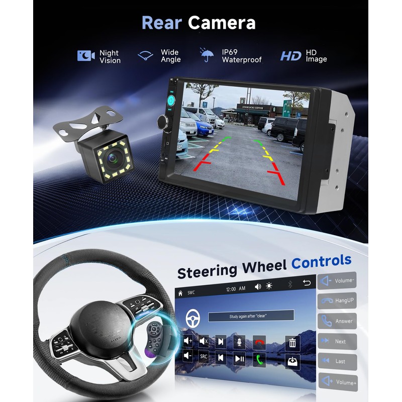 Orderich Double Din Car Radio with Bluetooth iOS/Android Mirror Link,