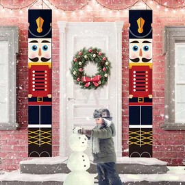 Nircho Christmas Nutcracker Banner, Outdoor Decoration Christmas Decor Soldier Model Nutcracker Christmas Banner for Front Door, Porch, Garden, Indoor, Holiday Decoration (Red)