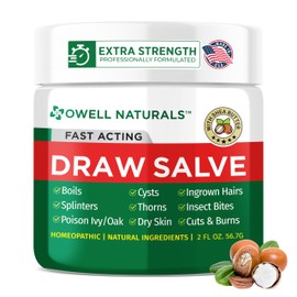 Owell Naturals Drawing Salve Ointment with Pure Shea Butter, for ingrown Hair, Boil, Splinter Remover, Bug Spider Bites, Bee Sting, Mosquito Itch, Poison Ivy, Burns & Cuts, 2oz
