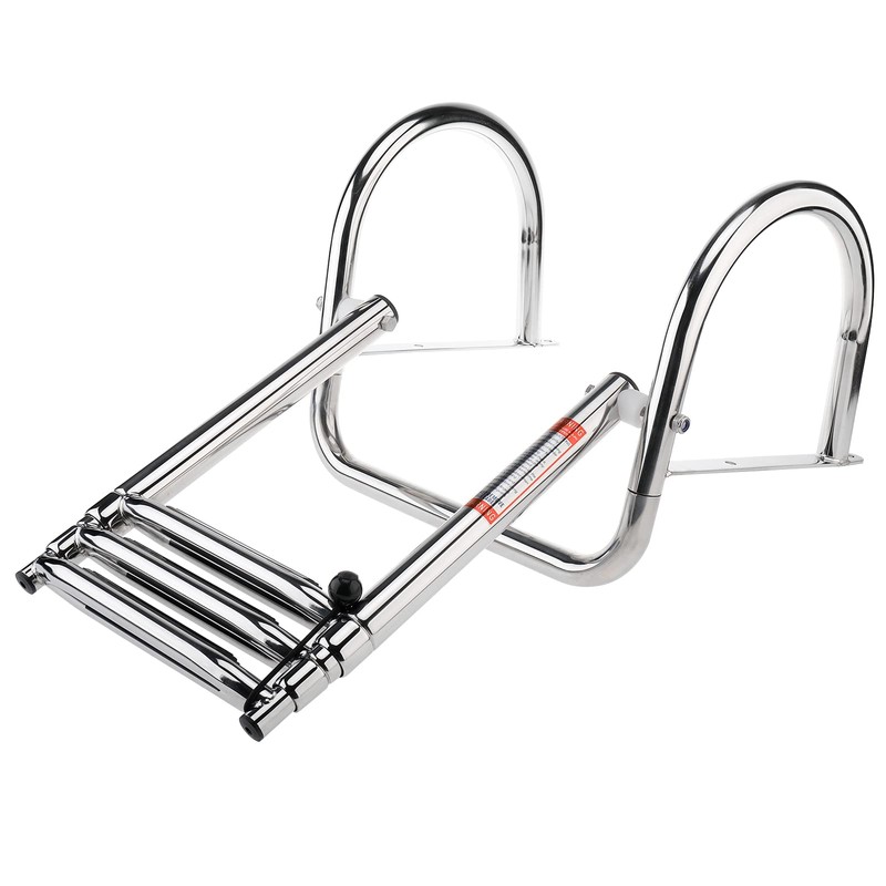 Amarine Made Stainless Steel in-Board 3 Steps Telescoping Ladder Folding