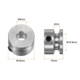 sourcing map Single Groove Pulley 5 mm Fixed Bore 16 mm Outer Diameter Aluminium Alloy with Hex Key for Drill 4 mm PU Round Belt