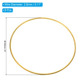 PATIKIL 6 Inch Dream Catcher Rings, 8 Pcs Metal Macrame Wreath Floral Round Ring Hoop for Christmas Decor Home Car DIY Craft Wedding Wall Hanging Decoration, Gold