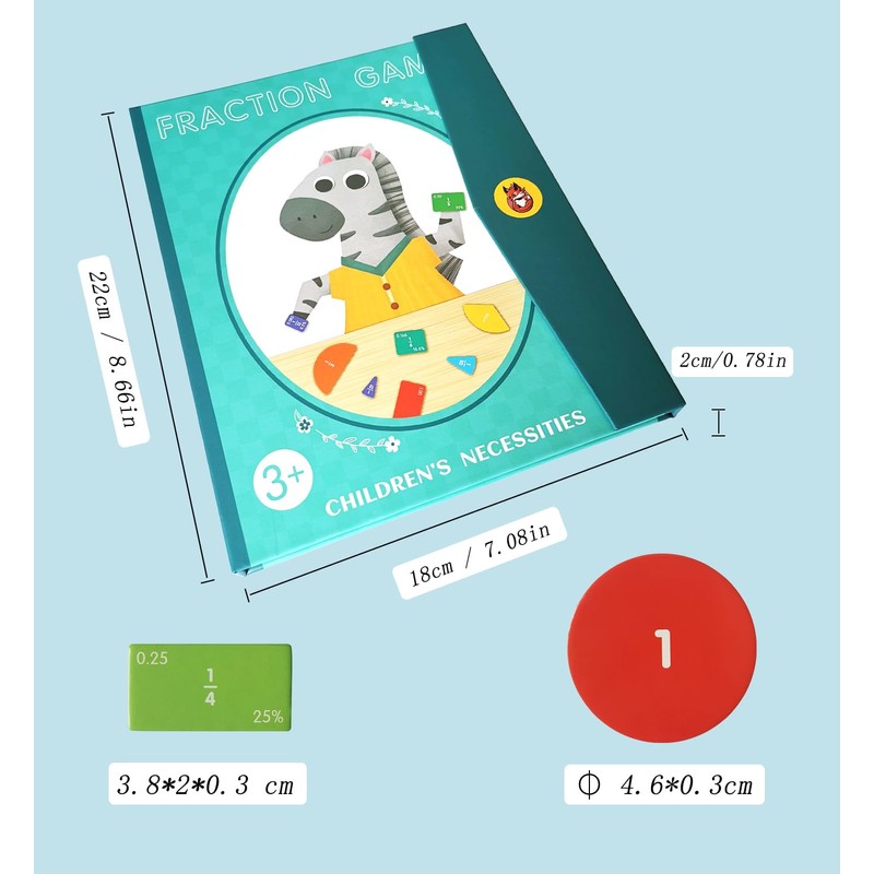 Magnetic Fraction Educational Puzzle Fraction Tiles and Circles, Equip Magnetic