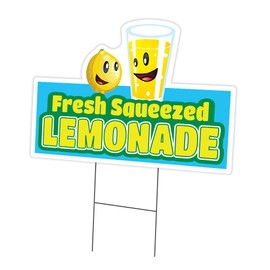 Lemonade Yard Sign 12" X 16" & Stake | Advertise Your Business | Stake Included Double Sided Image | Made in The USA