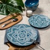 Bzyoo 12-Piece Ceramic Dinnerware Set: La La Mandala Blue Dish