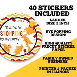 Stomp & Chomp Dinosaur Chicken Nugget Birthday Party Thank You Stickers for Kids – 40 2" Round Labels – Dino Nugget Party Favor Stickers, Gift Bag Labels & Envelope Seals by Amanda Creation