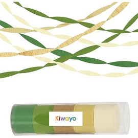Paper Streamers Green & Gold Birthday Party Decorations (5 Rolls), Crepe Paper Craft for Camp Bachelorette, Baby Shower, Wedding, Bridal Shower, Engagement, Woodland Jungle Party Décor