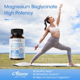 Magnesium Bisglycinate 100% Chelate, Maximum Absorbable Magnesium Glycinate Supplement for Restful Sleep, Energy Muscle Bone Support Non-GMO, Gluten-Free - 180 Capsules