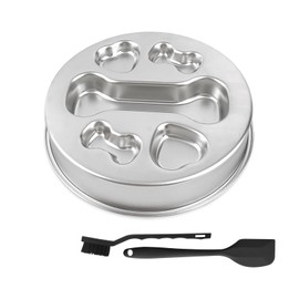 ZUFECY Slow Feeder Dog Bowls, Stainless Steel Slow Feed Bowl for Dogs and Cats, Dual Function Slow Food & Snack Bowls, Equipped with Brush and Scraper