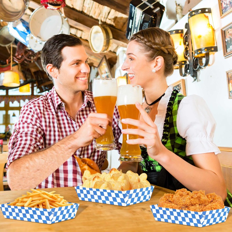 Geefuun 50Packs Oktoberfest Paper Food Trays Decorations Disposable Serving Plates