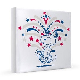 CafePress Snoopy Fireworks 8x8 Canvas Print