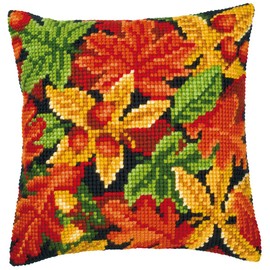 Vervaco Autumn Leaves Cross Stitch Cushion, Multi-Colour