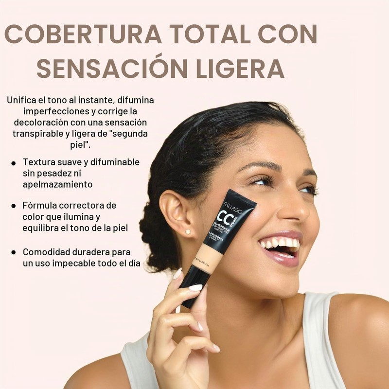 Palladio CC Cream Correctora de Cobertura Completa sin Aceite Light