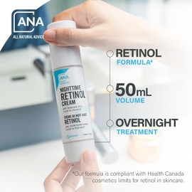 All Natural Advice Ultra Night Lift - Crema de retinol, crema de noche rejuvenecedora e hidratante facial con ácido hialurónico, CoQ10, péptidos y botánicos orgánicos (1.7 fl oz/1.7 fl oz)