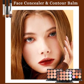 15 Color Contour Palette,Waterproof Long Lasting Facial Correcting Concealer Palettes,Cream Foundation Makeup Palettes with Brushes,Color Correcting Palettes for Women (3 Pack)