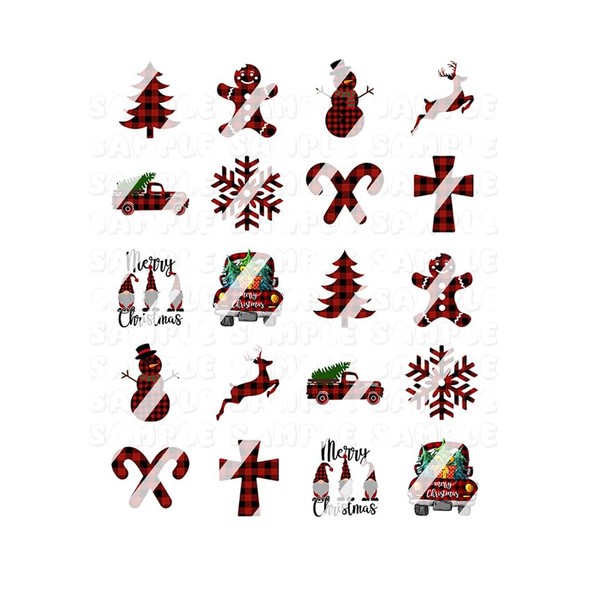 Christmas Red Buffalo Plaid Nail Art Decals - Waterslide Nail