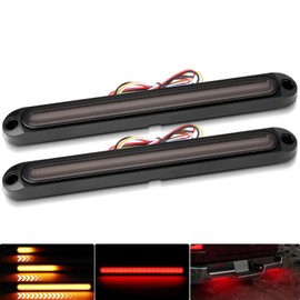 RACBOX 10 Inch LED Trailer Tail Light Bar With Red Brake Stop & Amber Turn Signal Lights, Smoked Lens Sequential Identification, Waterproof For Truck, Pickup, Golf Cart, Offroad, RV