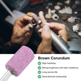 M METERXITY 3-Pack Abrasive Mounted Stone Grinding Bits, 1/4 IN(6mm) Shank Aluminum Oxide Polishing Sanding Drill Bit for Rotary Tools, 0.63IN(16mm) Dia 80 Grits Cylinder [Pink]