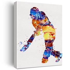 Cricket Player Watercolor Wall Art Male Cricket Canvas Painting Prints for Home Wall Decor Framed Artwork Cricket Player Gifts(12x15 Inch)