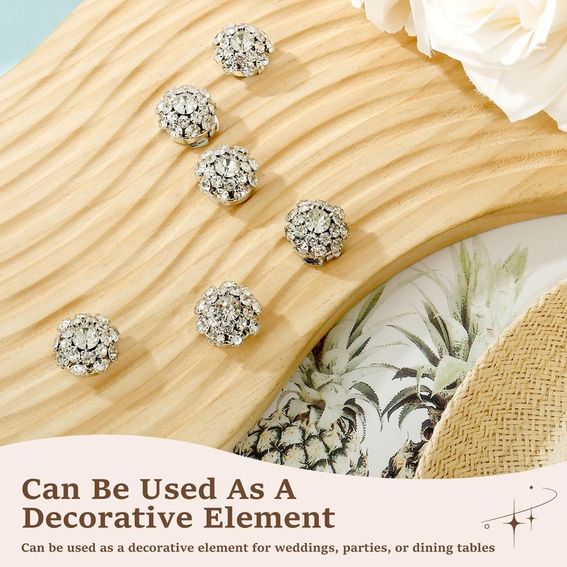 6 Pcs Rhinestone Button Cover Decorative Button Cover Clip Easy