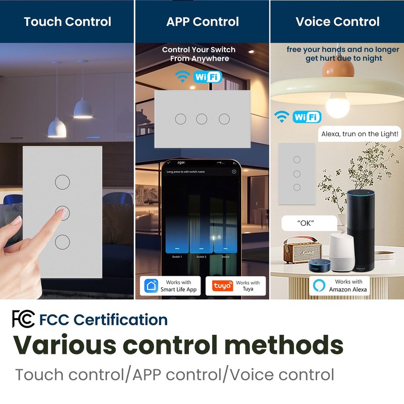 LOUYSGEN Smart Switch for Light 3 Way Need Neutral Wire,FCC