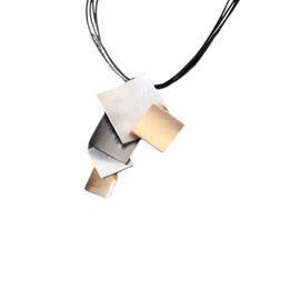 Graci8 necklace, silver necklace with wax leather cord, falling squares chunky necklace for women. The Bella necklace.