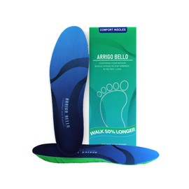 ARRIGO BELLO Insoles Men Women Walker Longer Comfortable Shoe Insert Cushioning Foam Without Muscle Fatigue Flexible Arch Support for Walking,Hiking,and Standing on Feet All-Day(Blue,M)