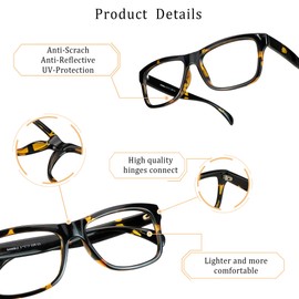 LifeArt Reading Glasses Anti Eyestrain Computer Readers Gaming GlassesTV Glasses Women and Men Anti Glare (Tortoise, 3.50 Magnification)