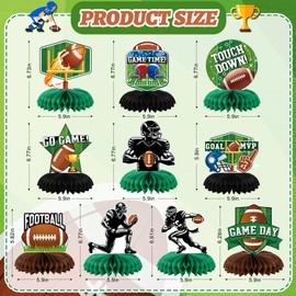 10 PCS Football Party Decorations Honeycomb Centerpieces, Honeycomb Centerpieces for Superbowl Sports Theme Supplies Table Decorations. (Football)