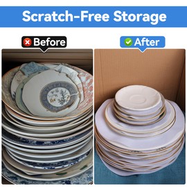 Imncya Premium Thick Soft Felt Plate Pads - Dinner Plates Separators for Stacking & Protecting Dishes - 90 Pcs Felt Dividers in 3 Sizes for China Plates, Saucers, Bowls & Kitchen Storage（White）