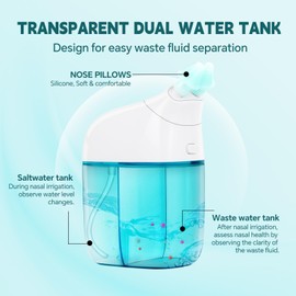 Nasal Irrigation System, Nasal Care, Sinus Rinse Machine, Nasal Rinse Machine, Nasal Cleaner with Auto Waste Collection Function for Sinus, Runny Nose, Nasal Congestion Turquoise