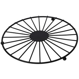 KADAX Brushed Stainless Steel Trivet 20cm Diameter Round Pan Coaster Tray Tray for Tableware Bowl Plate Base with Pattern Space Saving Black