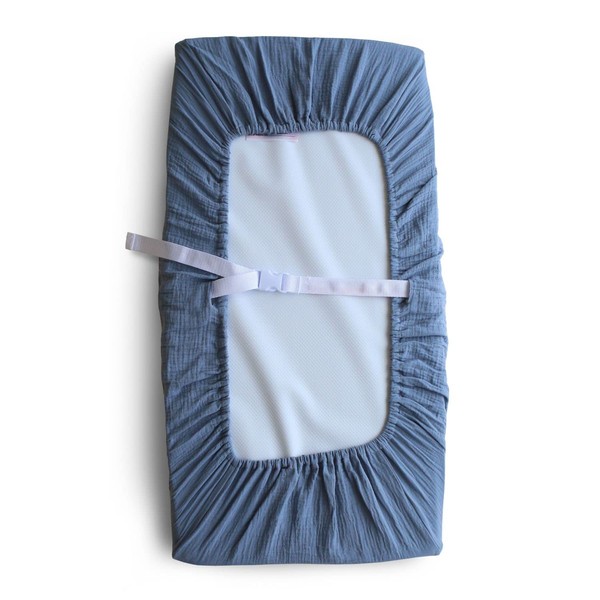 Mushie Washable Changing Mat Cover | Changing Mat Cover 70 x 45 cm, Fits Standard Changing Mat | Adjustable Seat Belts (Tradewinds)