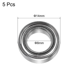 sourcing map 5Pcs SMR148ZZ Stainless Steel Ball Bearing 8mm x 14mm x 4mm Double Shielded Bearings (ABEC3)