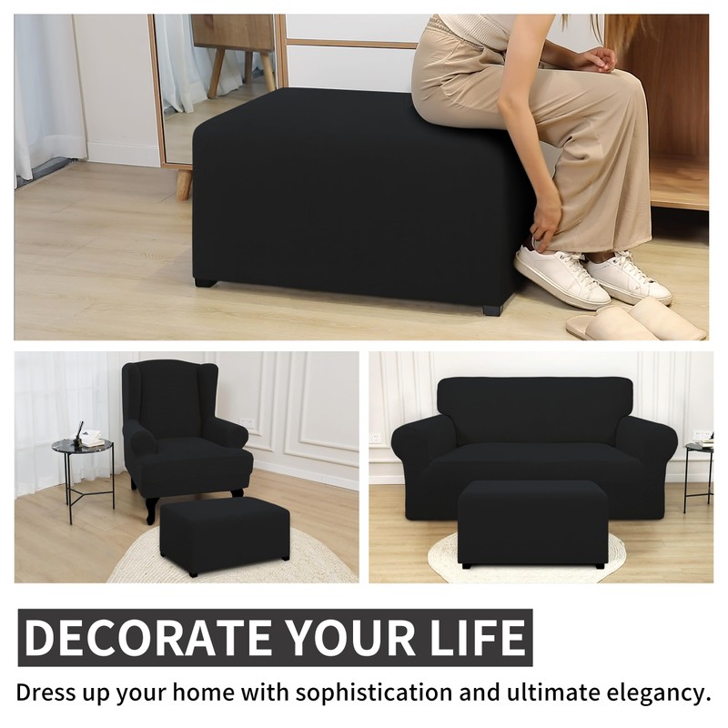 Easy-Going 100% Dual Waterproof Stretch Ottoman Cover 30x30x15inch Square Folding