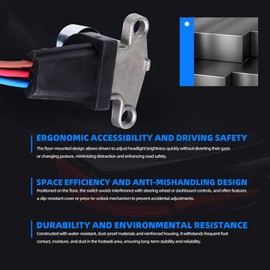 HiSport Floor Mounted Headlight Dimmer Switch Compatible with Navistar International 5000 9100 9200 9300 9400 9900 9100i 9200i 1996-1999 Headlamp Button Replace 452187C2